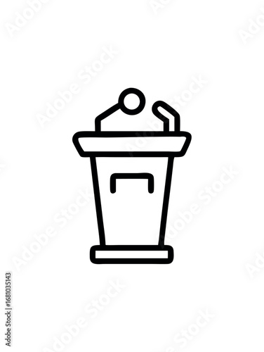 Podium with Microphone Icon on Transparent Background