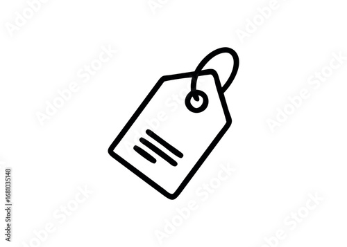 Simple line icon of a price tag on a white background