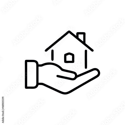 Hand Holding House Icon Isolated on Transparent Background