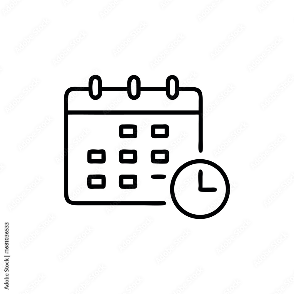 Calendar with clock graphic symbol Calendar with clock graphic symbol