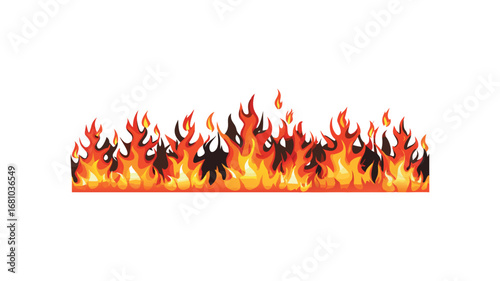 Decorative flame border with vibrant colors on transparent background