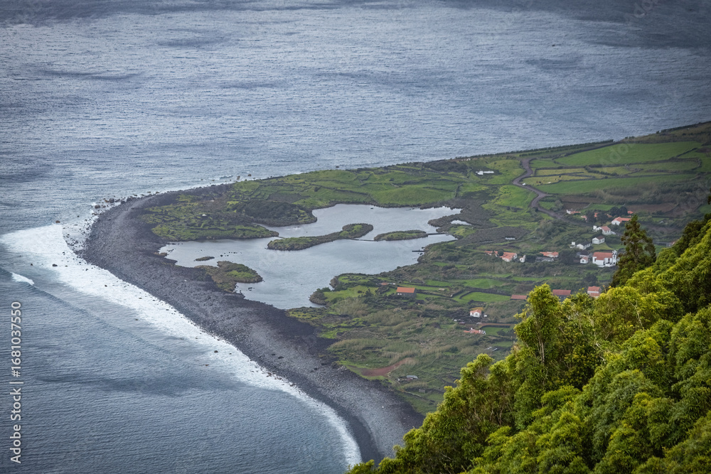Obraz premium Picturesque coastline cliffs in Azores islands Pico island Portugal