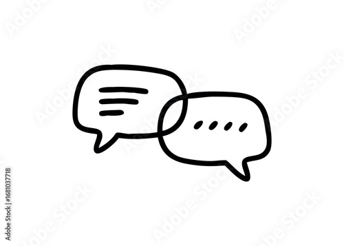 Two linked speech bubbles conveying conversation and messages on transparent background