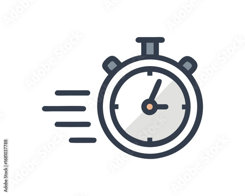 Fast Stopwatch Icon with Motion Lines on Transparent Background