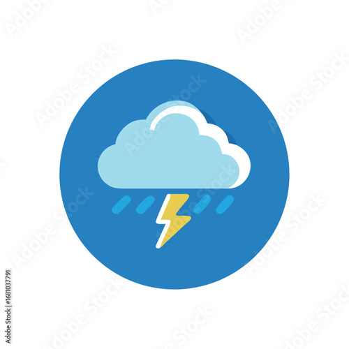 Stormy weather icon featuring a cloud with rain and lightning