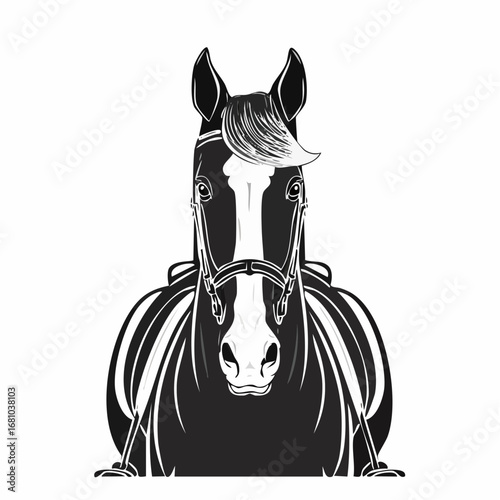 Equestrian Vector Images. Front View Equestrian Vector Images on white background.