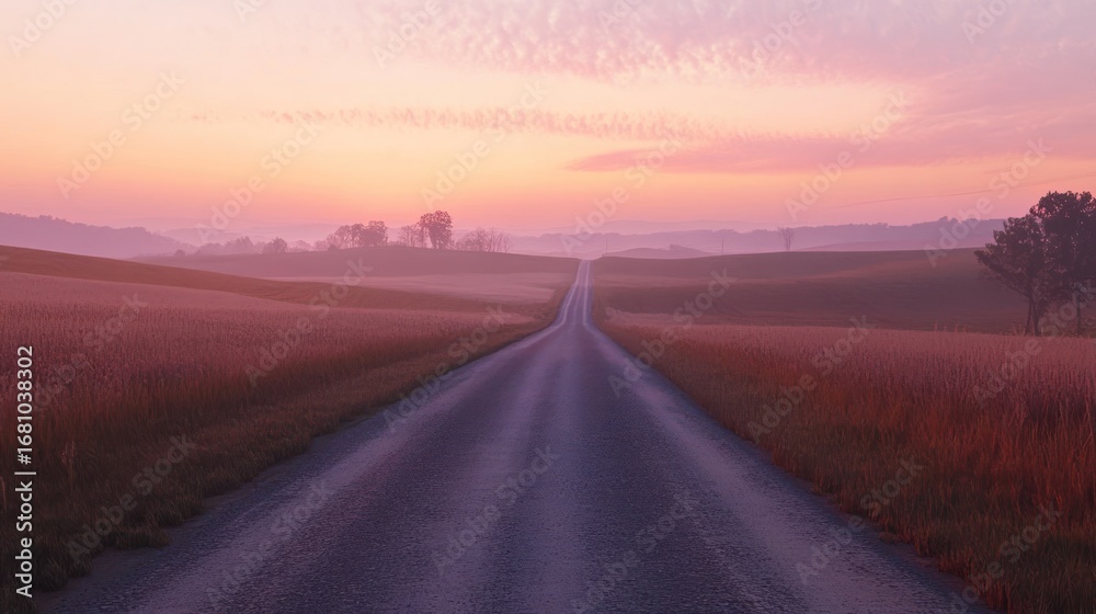Fototapeta premium Rural Road at Sunrise