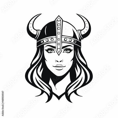 Viking Head Vector. Viking head logo silhouette Viking mascot illustration design
