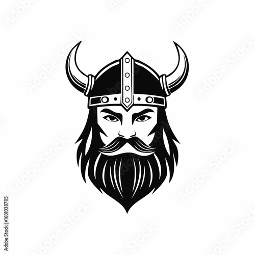Viking Head Vector. Viking head logo silhouette Viking mascot illustration design