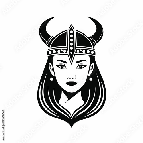 Viking Head Vector. Viking head logo silhouette Viking mascot illustration design