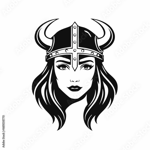 Viking Head Vector. Viking head logo silhouette Viking mascot illustration design
