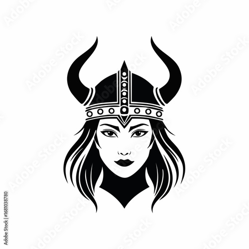 Viking Head Vector. Viking head logo silhouette Viking mascot illustration design
