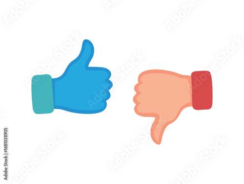 Thumbs up and down symbols representing approval and disapproval