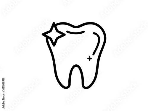 Healthy Tooth Symbol with Sparkle and Shine Icons on Transparent Background