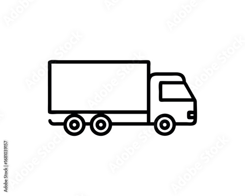 Simple outline drawing of a cargo truck on transparent background