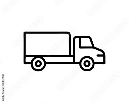 Simple Outline Graphic of a Delivery Truck on White