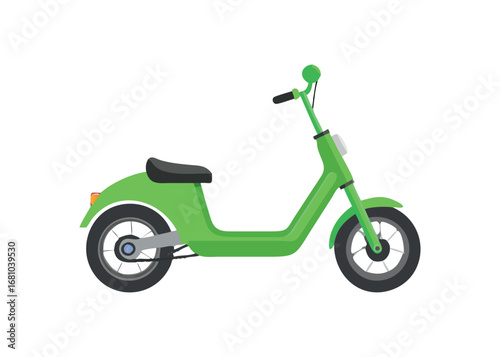 Green modern scooter on transparent background