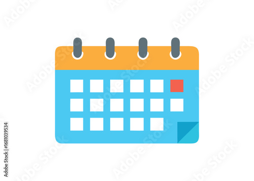 Stylized calendar with marked day on transparent background