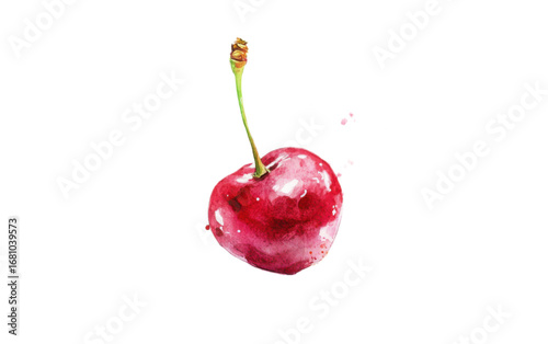 Cherry watercolor isolated on white background, png