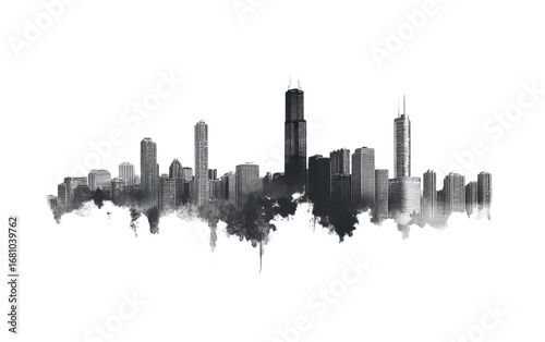 Chicago skyline isolated on white background, png
