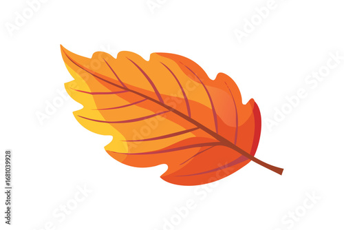 Stylized autumn leaf with veins rendered in warm orange and yellow hues on a transparent background