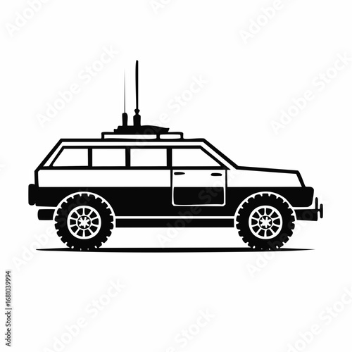 Modern Armored Car Vector Images. Black and white Armored Car Vector on white background.