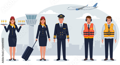 Airline personnel, including pilots, flight attendants, crew members and airport workers  