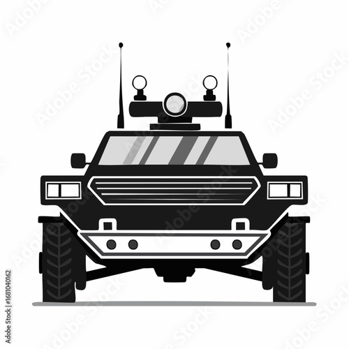 Modern Armored Car Vector Images. Black and white Armored Car Vector on white background.