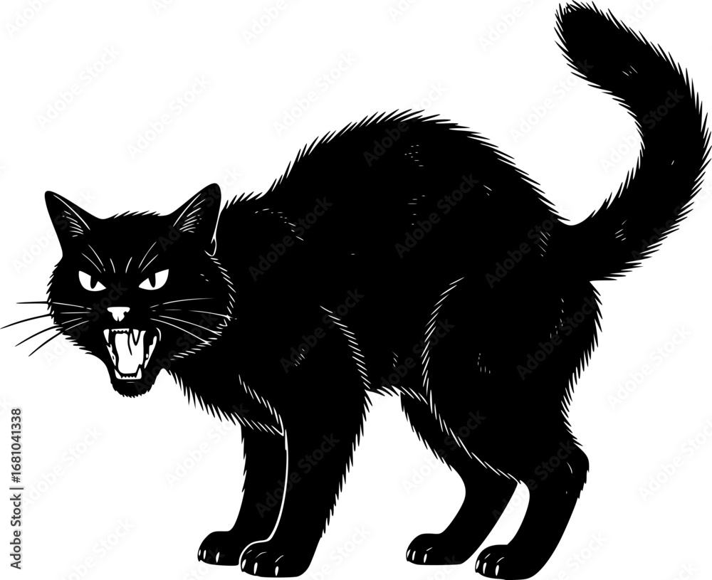 Fototapeta premium angry cat silhouette vector 