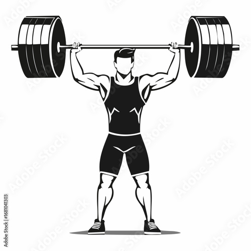 Athlete Lifting Barbell Vectors and Illustrations on white background.