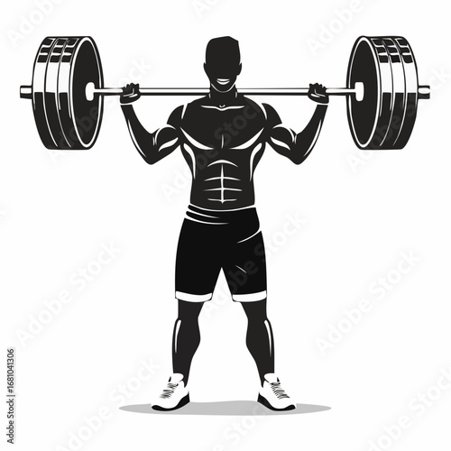 Athlete Lifting Barbell Vectors and Illustrations on white background.