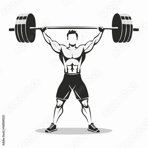 Athlete Lifting Barbell Vectors and Illustrations on white background.