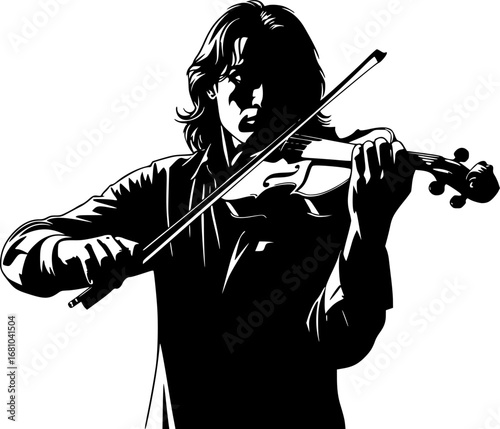 silhouette of a violinist , set of silhouette violin player
