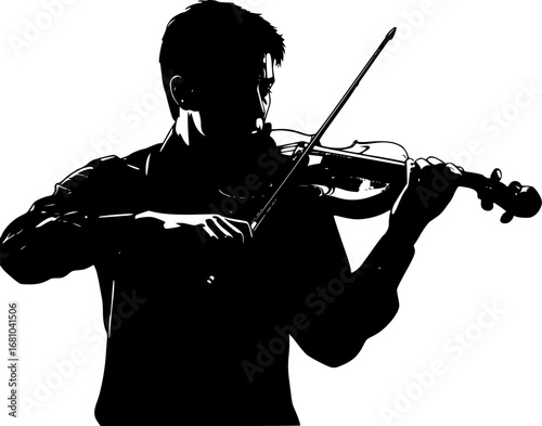 silhouette of a violinist , set of silhouette violin player

