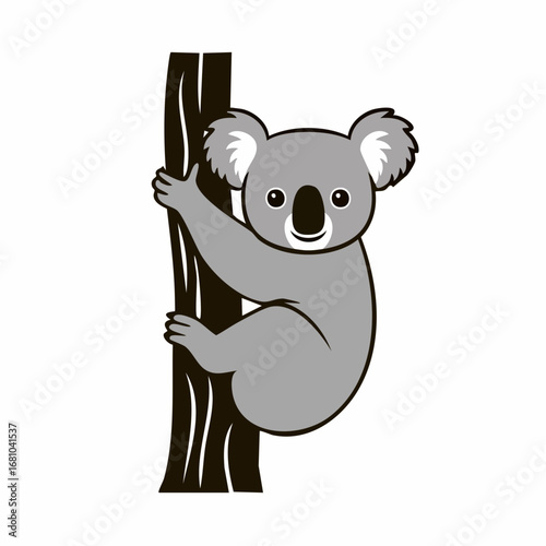Koala Hanging In The Tree image vector. Black and white Koala Hanging In The Tree image on white background.
