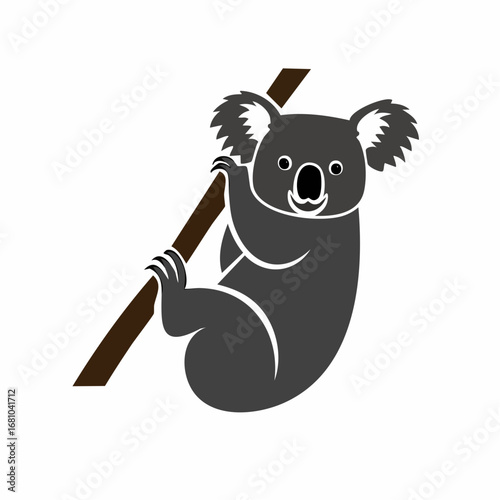 Koala Hanging In The Tree image vector. Black and white Koala Hanging In The Tree image on white background.