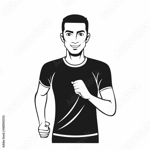 Man Jogging Front View vector image isolated on white background.