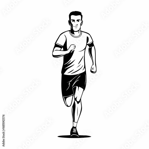 Man Jogging Front View vector image isolated on white background.