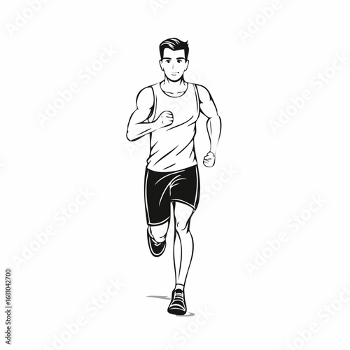 Man Jogging Front View vector image isolated on white background.