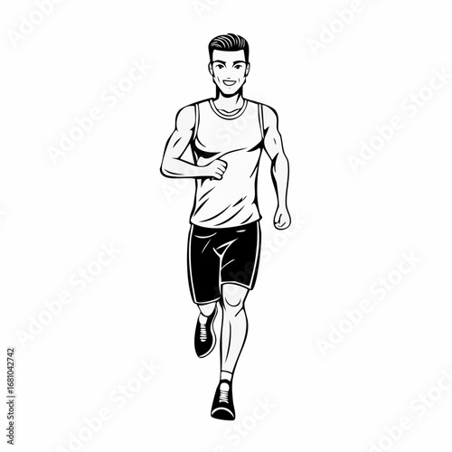 Man Jogging Front View vector image isolated on white background.