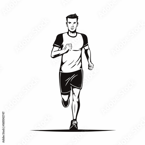 Man Jogging Front View vector image isolated on white background.