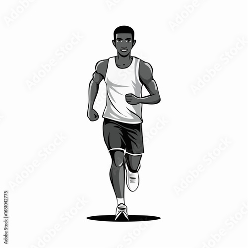 Man Jogging Front View vector image isolated on white background.