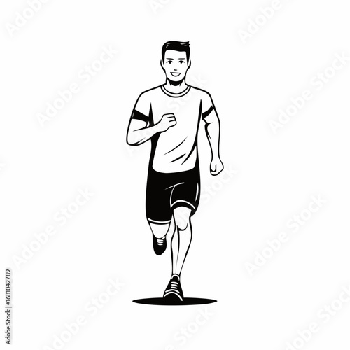Man Jogging Front View vector image isolated on white background.