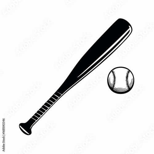 Baseball bat base ball black Cut Out Stock Images vector on white background.