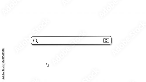 search window animation, internet browser search with image search feature and mouse click on white background, 4k animation video
