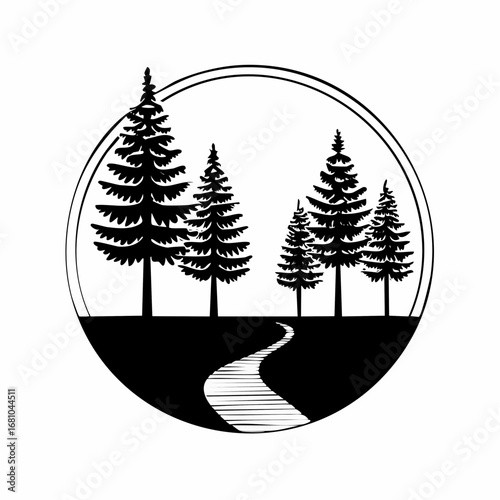 Forest with footpath image vector isolated on white background.