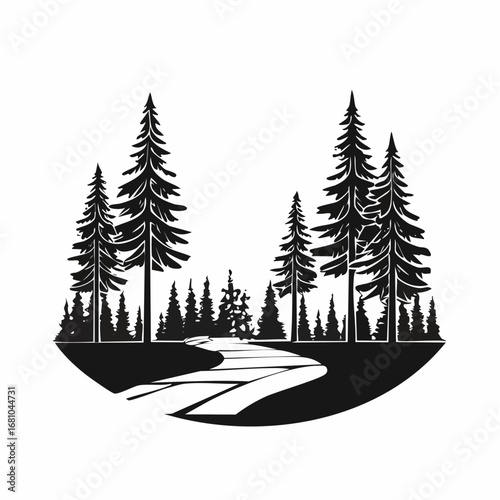 Forest with footpath image vector isolated on white background.