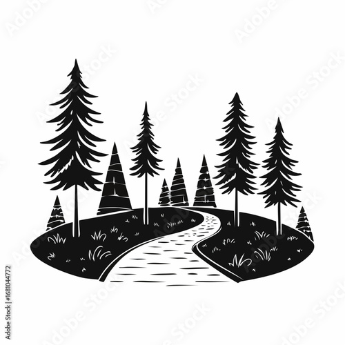 Forest with footpath image vector isolated on white background.