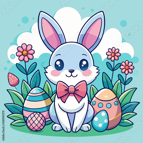 easter bunny with easter eggs