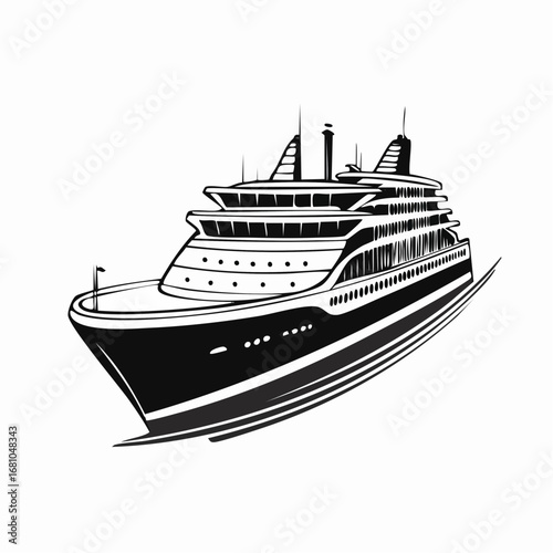 Cruise ship boat transport vector illustration on white background.